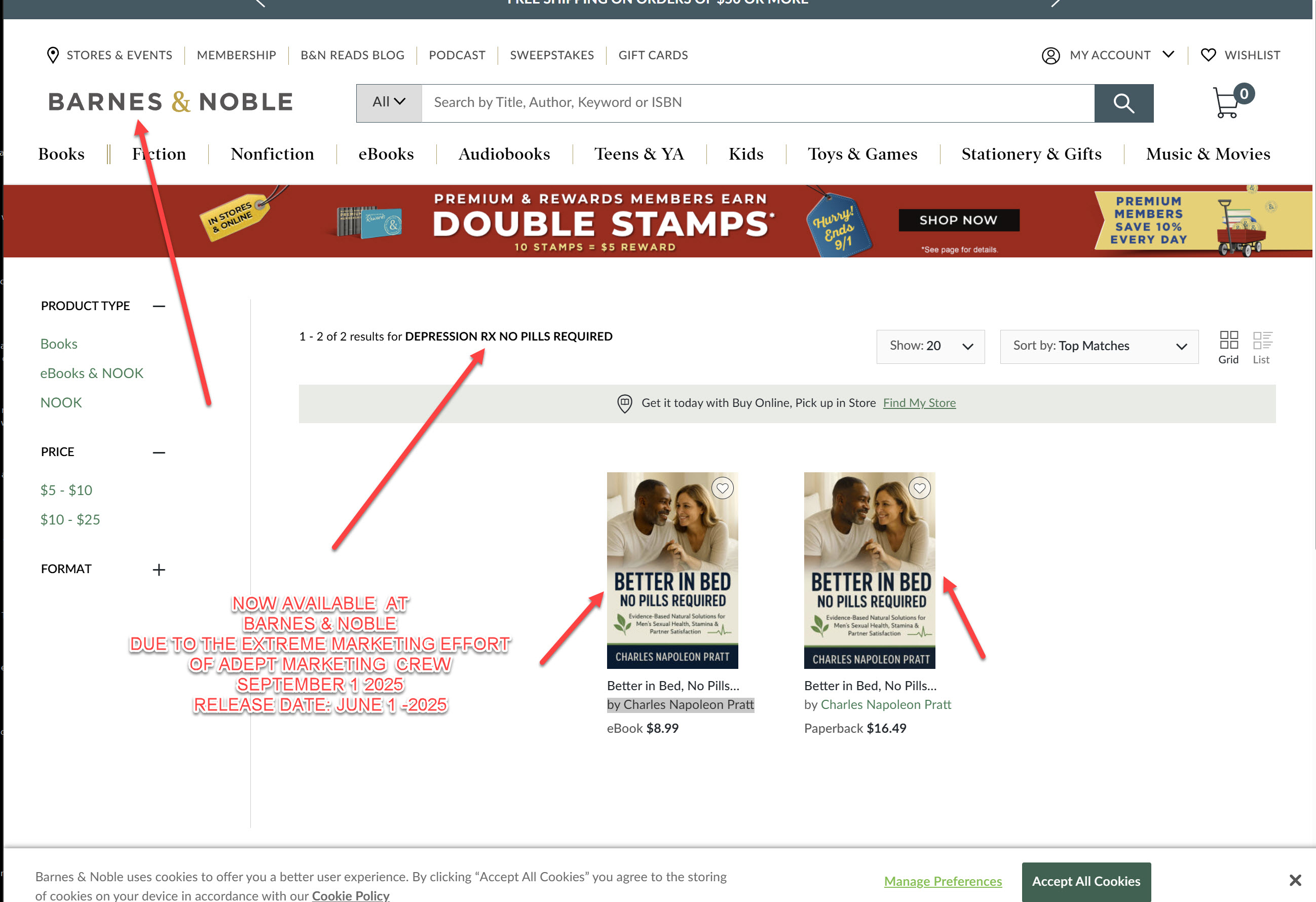 Barnes & Noble search (Sep 1, 2025) — unrelated titles